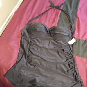 Black one piece halter swimsuit